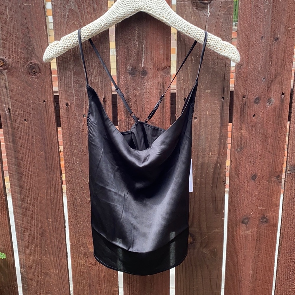 Hurley black satin cowl neck camisole
